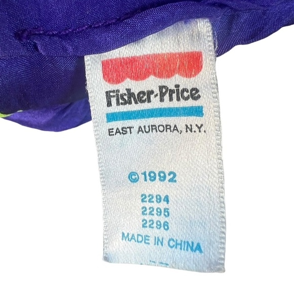 Vintage Fisher-Price Puffalump Dino Roar Plush Nylon Squeaky Toy Neon Bright GUC - Picture 13 of 14